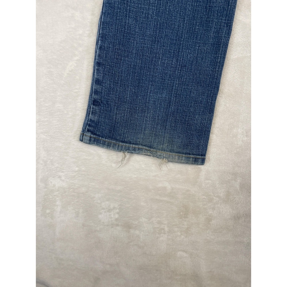 Levis 515 Jeans Womens 8 Blue Boot‎ Cut Stretch Denim Distressed Raw Hem Classic - Picture 7 of 14